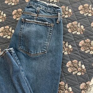 Good American Frayed Hem Blue Jeans